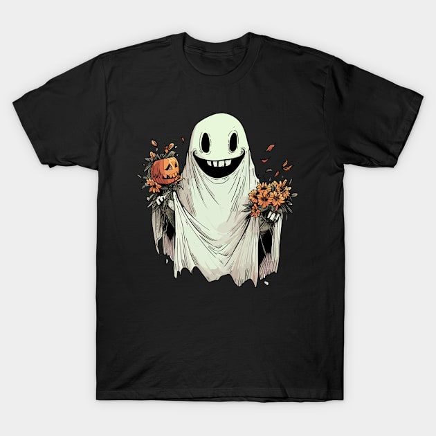 Retro Haunted autumn flowers T-Shirt by TomFrontierArt